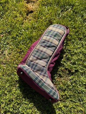 Kensington Burgundy Plaid Equestrian Boot Bag